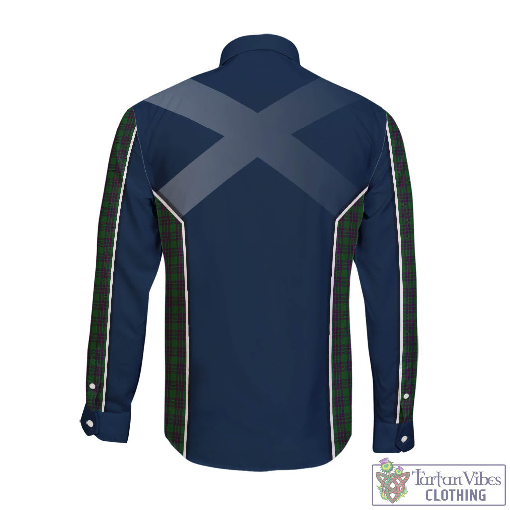 Tartan Vibes Clothing Elphinstone Tartan Long Sleeve Button Up Shirt with Family Crest and Scottish Thistle Vibes Sport Style