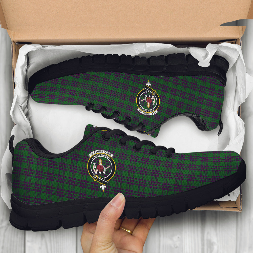 Elphinstone Tartan Sneakers with Family Crest - Tartan Vibes Clothing