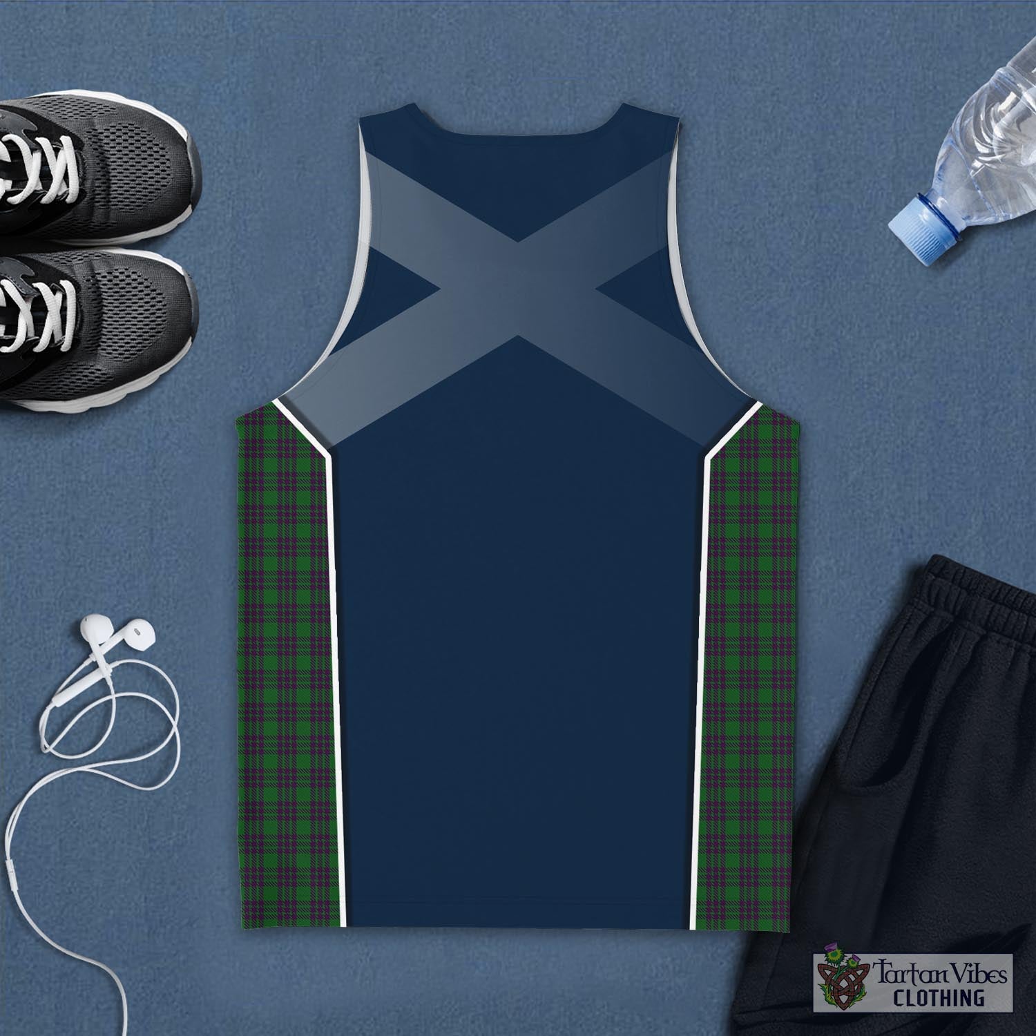 Tartan Vibes Clothing Elphinstone Tartan Men's Tanks Top with Family Crest and Scottish Thistle Vibes Sport Style