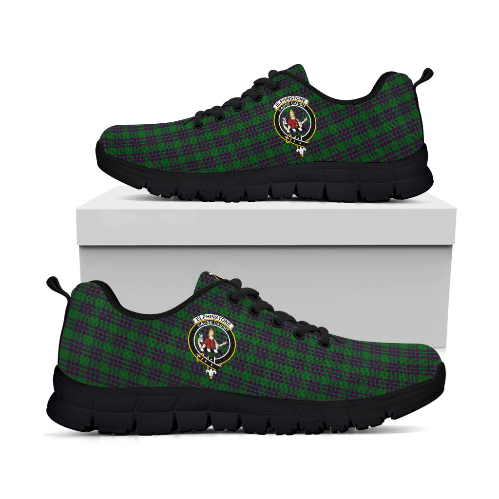 Elphinstone Tartan Sneakers with Family Crest - Tartan Vibes Clothing