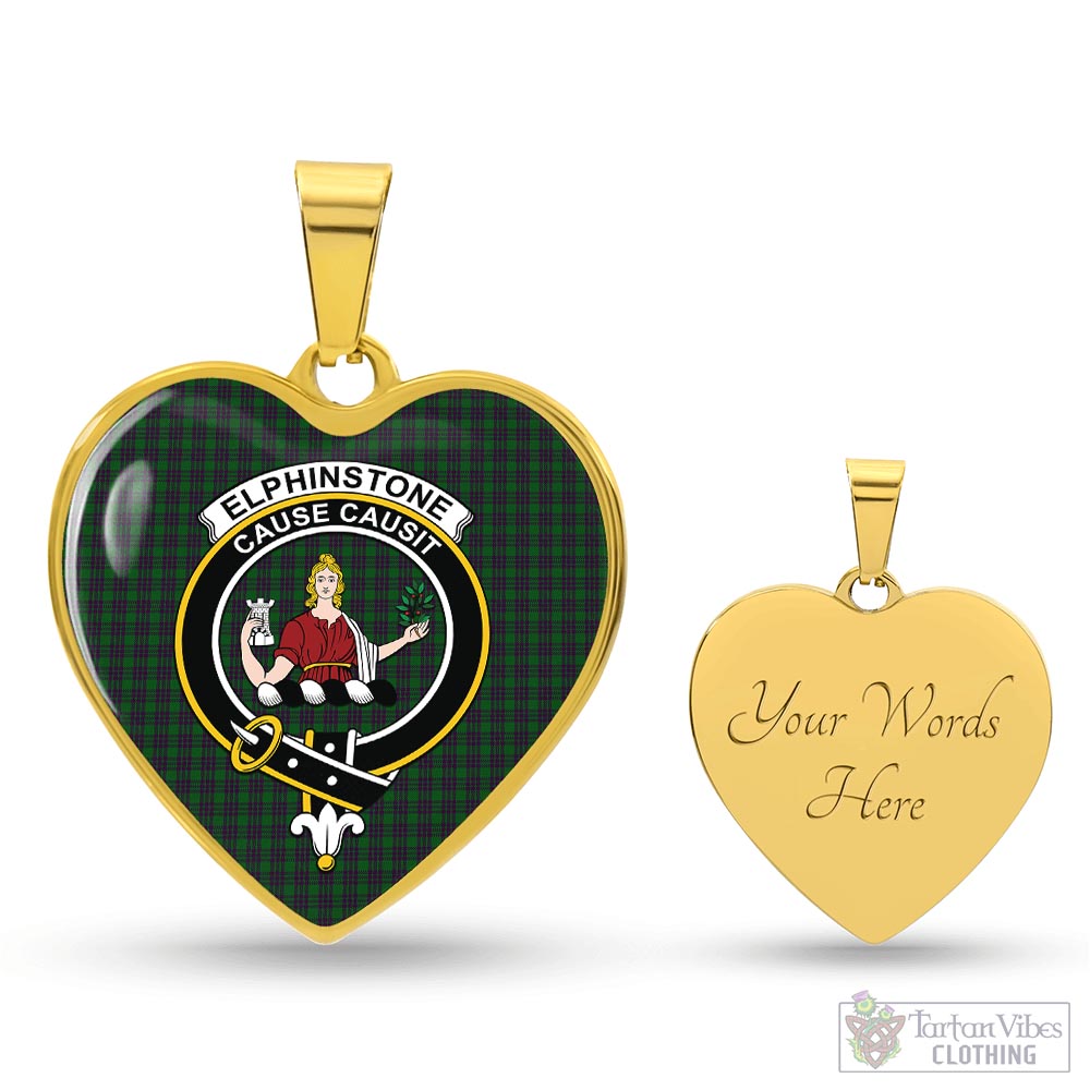 Elphinstone Tartan Heart Necklace with Family Crest Luxury Necklace (Gold) Yes - Tartan Vibes Clothing