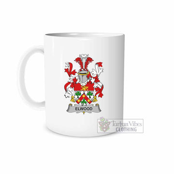 Elwood Irish Clan Coat of Arms Ceramic Mug White - 2D-tartanvibesclothing