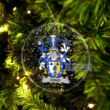 Ennis Irish Clan Christmas Glass Ornament with Coat of Arms