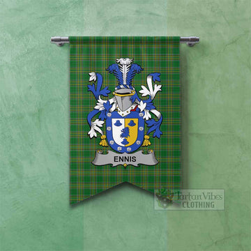 Ennis Irish Clan Tartan Gonfalon, Tartan Banner with Coat of Arms Fishtail - Tartan Vibes Clothing