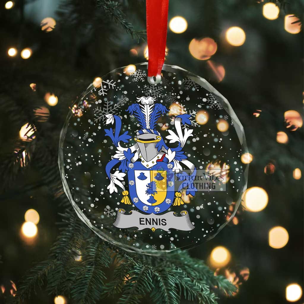 Tartan Vibes Clothing Ennis Irish Clan Christmas Glass Ornament with Coat of Arms