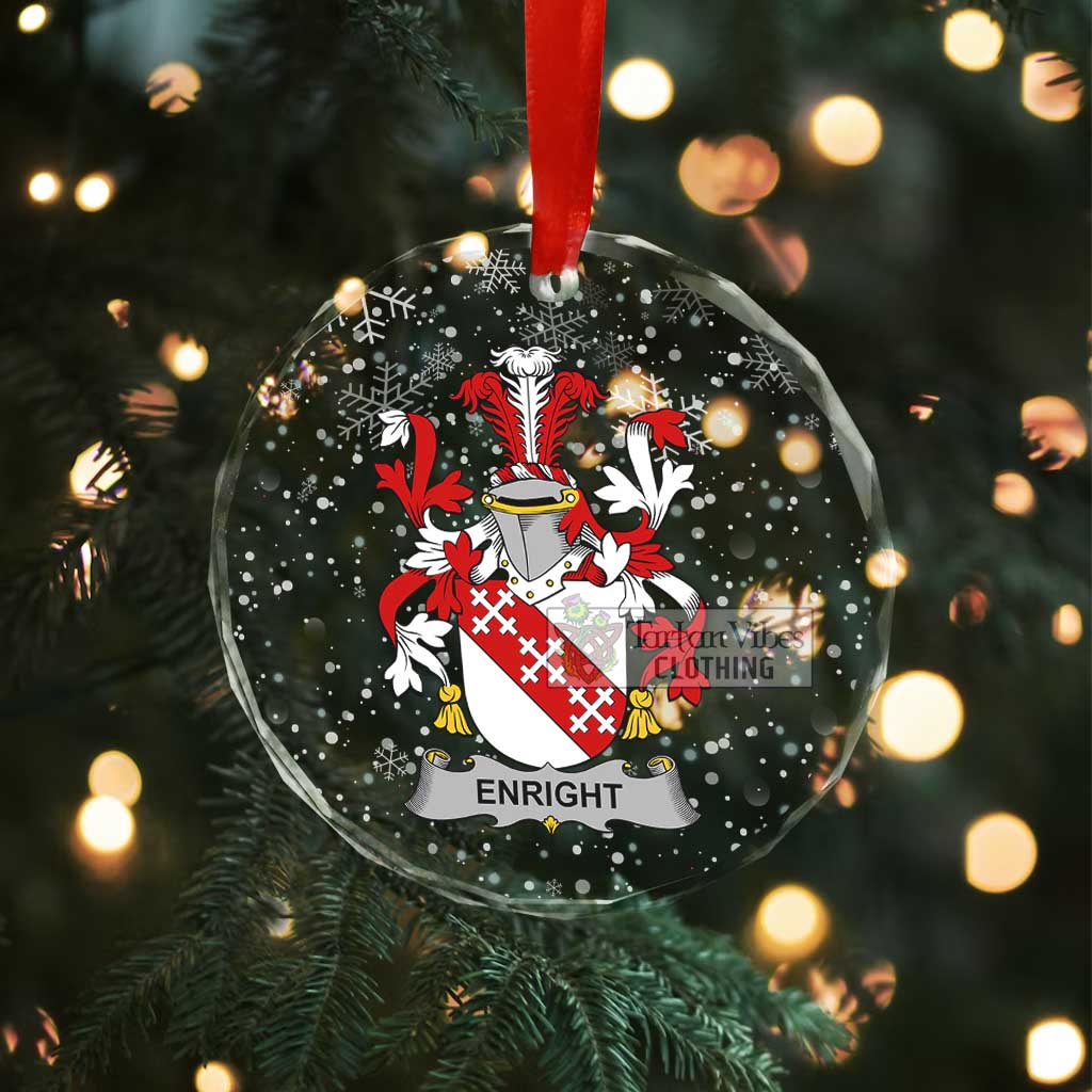 Tartan Vibes Clothing Enright Irish Clan Christmas Glass Ornament with Coat of Arms