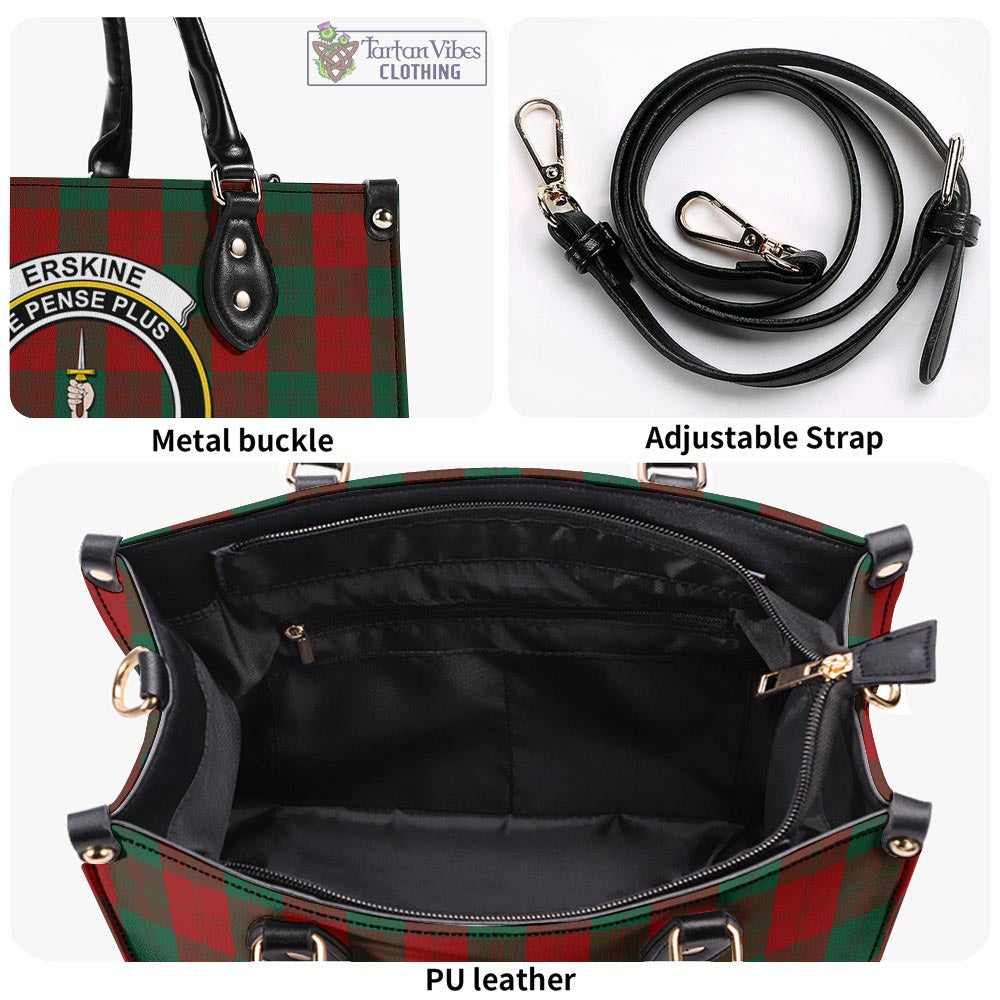 Tartan Vibes Clothing Erskine Tartan Luxury Leather Handbags with Family Crest