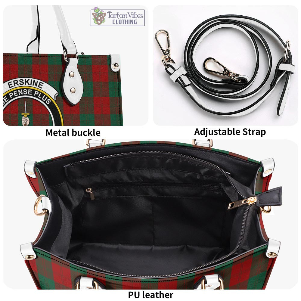 Tartan Vibes Clothing Erskine Tartan Luxury Leather Handbags with Family Crest