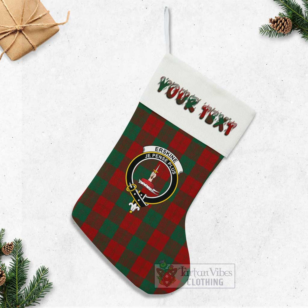 Tartan Vibes Clothing Erskine Tartan Family Crest Christmas Stocking with Personalized Text