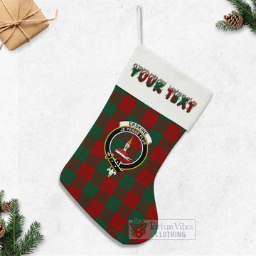 Erskine Tartan Family Crest Christmas Stocking with Personalized Text