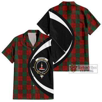 Erskine Tartan Short Sleeve Button Up with Family Crest Circle Style