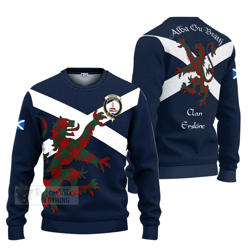 Tartan Vibes Clothing Erskine Tartan Lion Rampant Knitted Sweater – Proudly Display Your Heritage with Alba Gu Brath and Clan Name