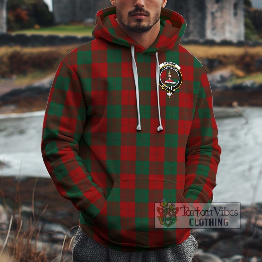 Erskine Tartan Cotton Hoodie with Family Crest Pullover Hoodie XS - Tartan Vibes Clothing