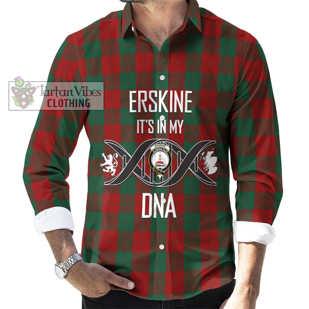 Erskine Tartan Long Sleeve Button Shirt with Family Crest DNA In Me Style Men's Shirt S - Tartanvibesclothing Shop