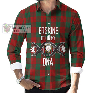 Erskine Tartan Long Sleeve Button Shirt with Family Crest DNA In Me Style