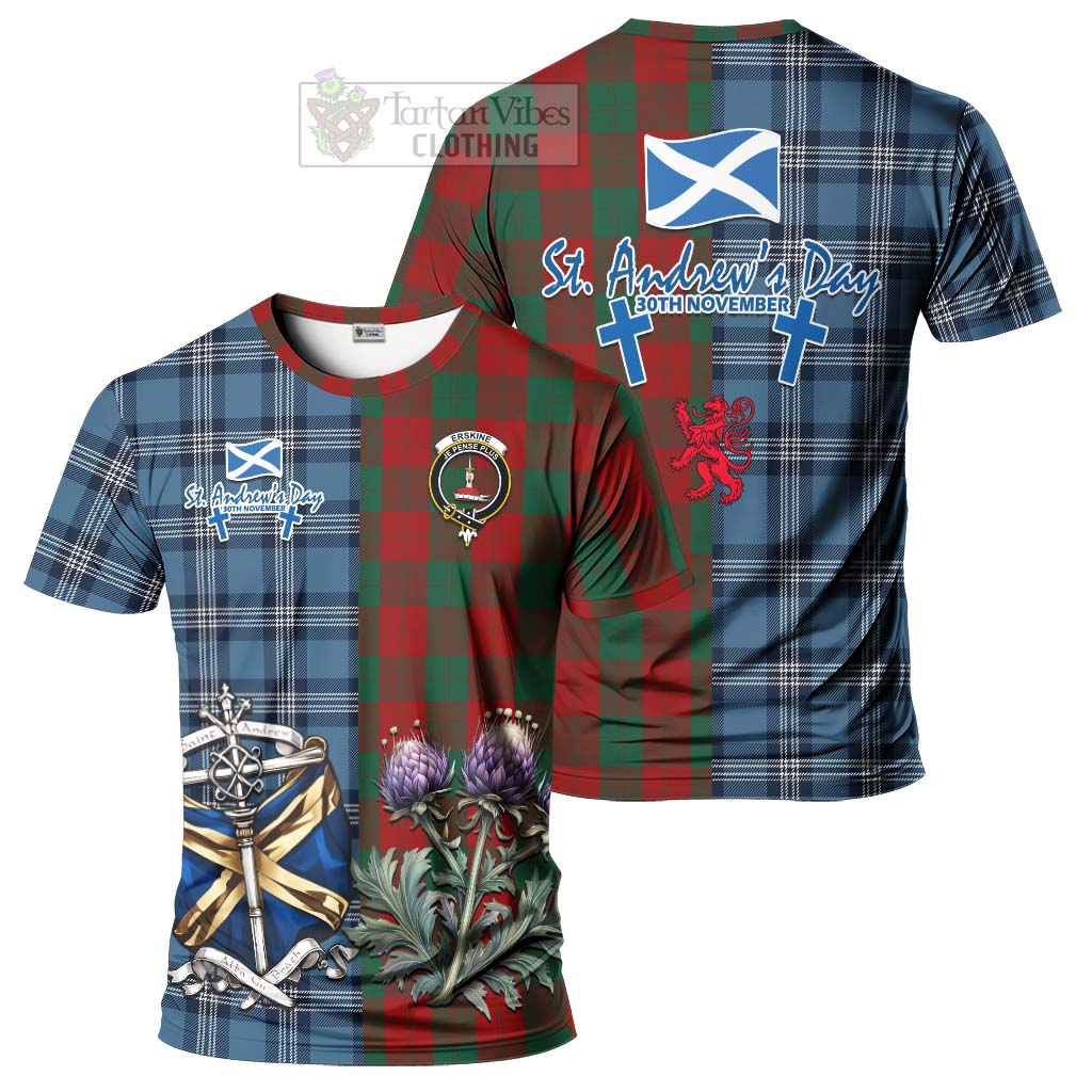 Tartan Vibes Clothing Erskine Tartan T-Shirt Happy St. Andrew's Day Half Tartan Style