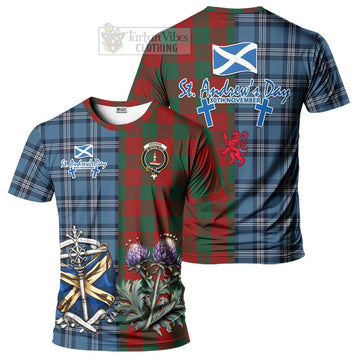 Erskine Tartan T-Shirt Happy St. Andrew's Day Half Tartan Style