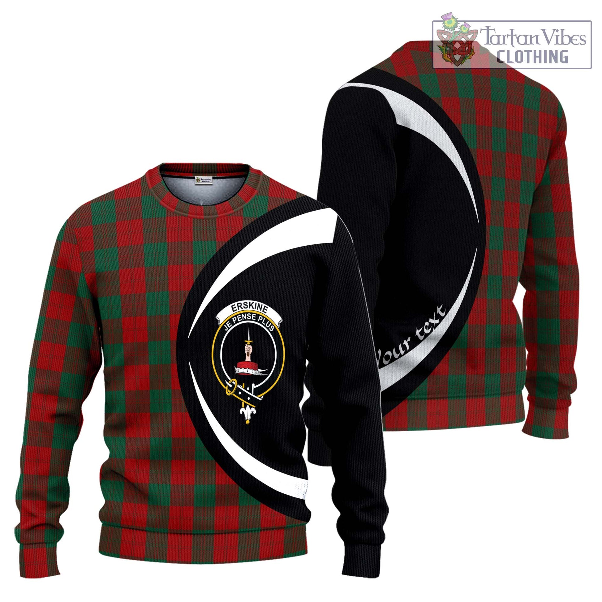 Erskine Tartan Ugly Sweater with Family Crest Circle Style Unisex - Tartan Vibes Clothing