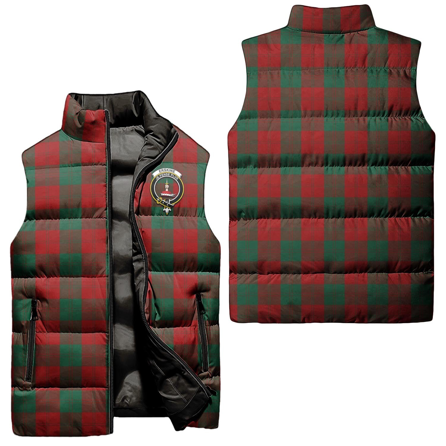 Erskine Tartan Sleeveless Puffer Jacket with Family Crest Unisex - Tartanvibesclothing