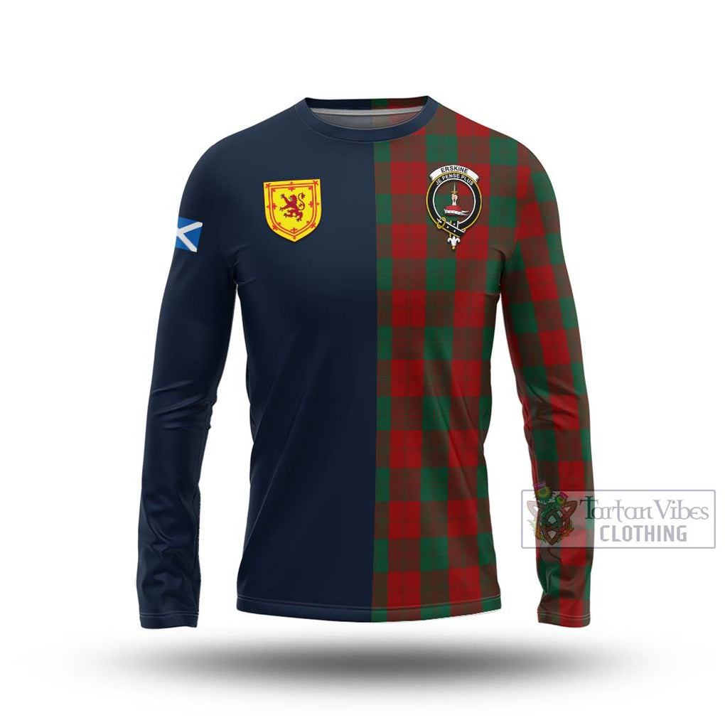 Tartan Vibes Clothing Erskine Tartan Long Sleeve T-Shirt with Scottish Lion Royal Arm Half Style