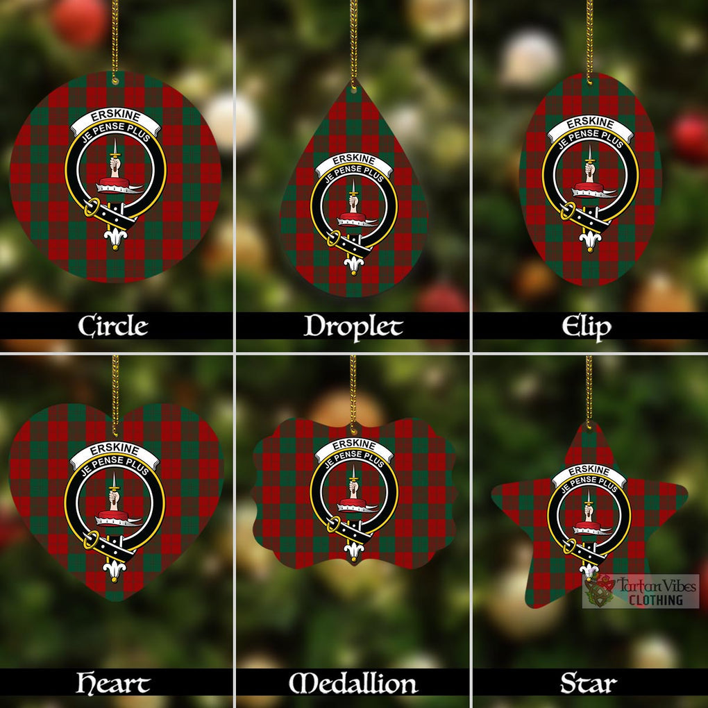 Tartan Vibes Clothing Erskine Tartan Christmas Aluminium Ornament with Family Crest