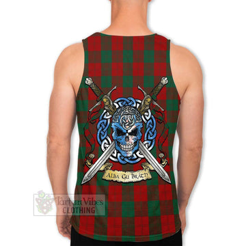 Erskine Tartan Men's Tank Top with Family Crest Celtic Skull Style