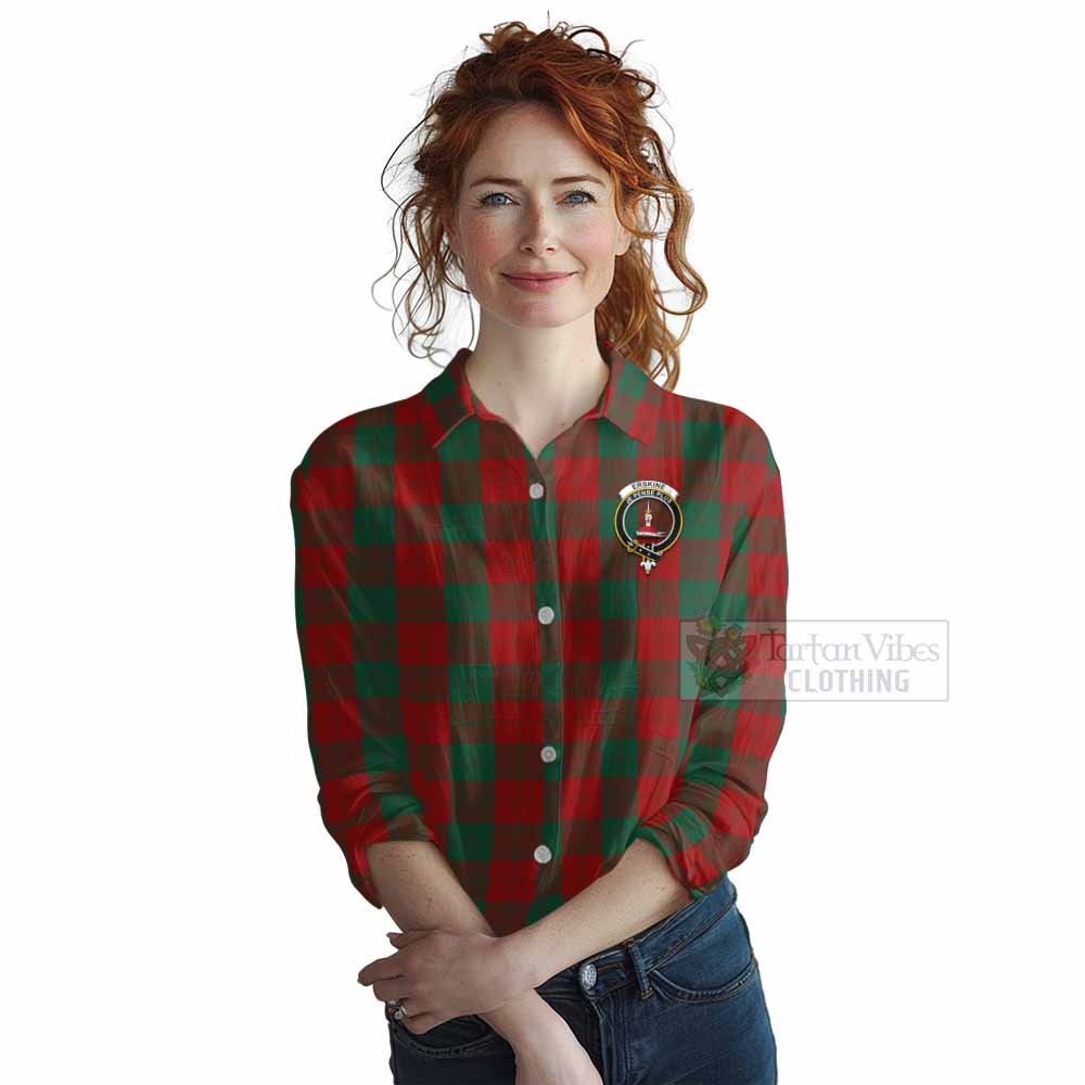 Tartan Vibes Clothing Erskine Tartan Women's Casual Shirt with Family Crest DNA In Me Style