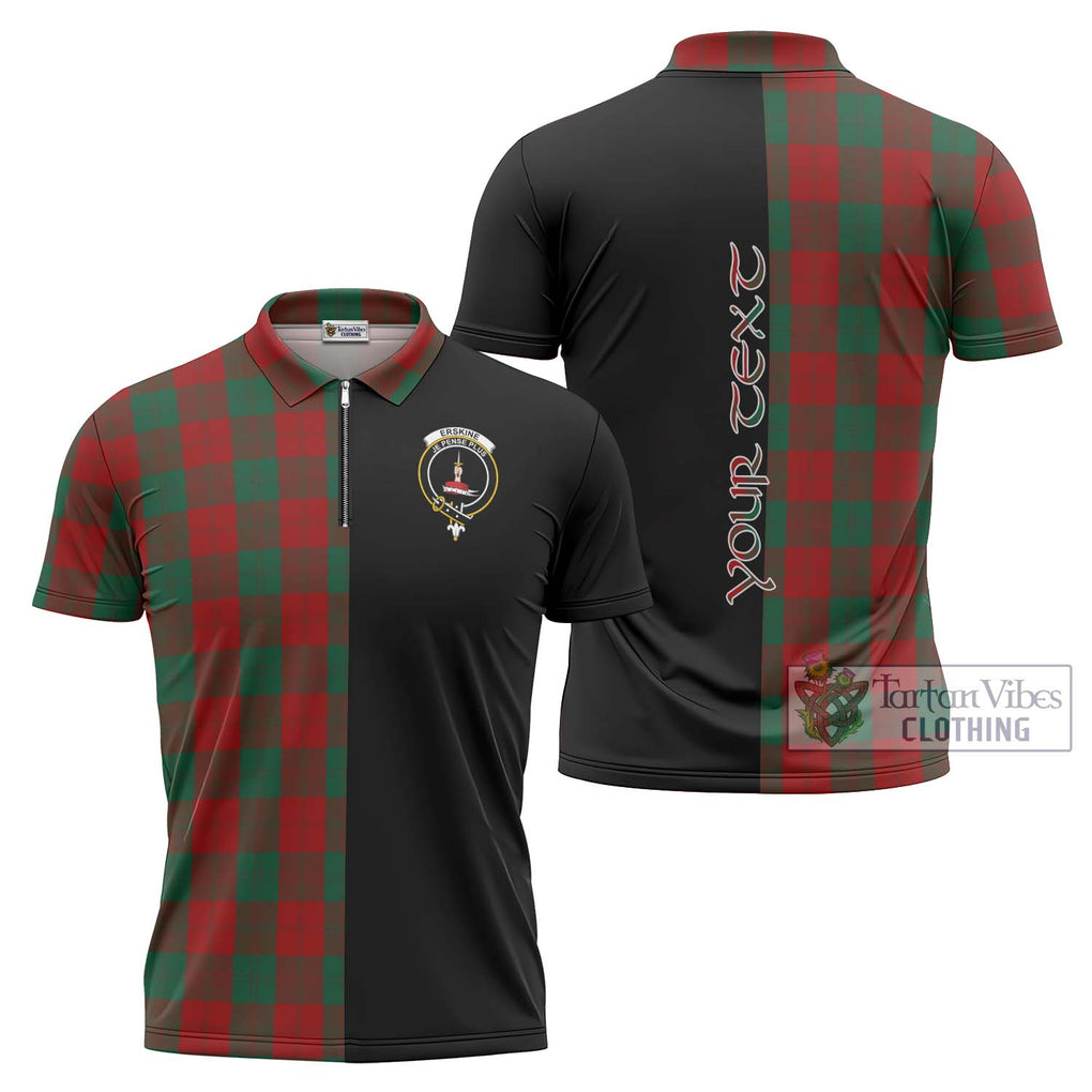 Erskine Tartan Zipper Polo Shirt with Family Crest and Half Of Me Style Unisex - Tartanvibesclothing Shop