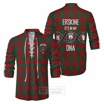 Erskine Tartan Ghillie Kilt Shirt with Family Crest DNA In Me Style