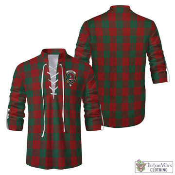 Erskine Tartan Men's Scottish Traditional Jacobite Ghillie Kilt Shirt with Family Crest