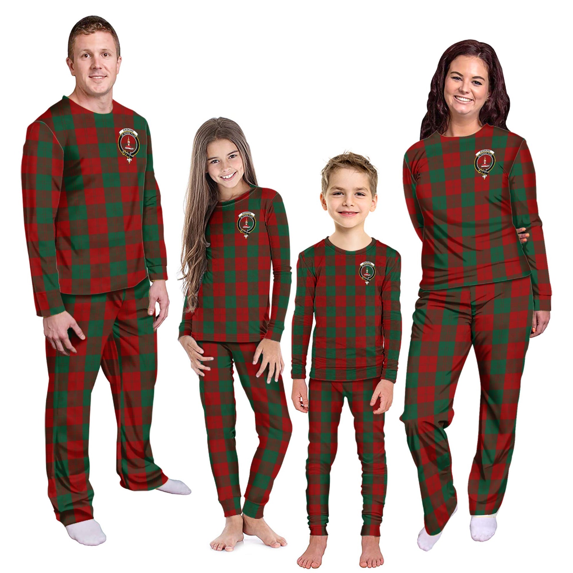 Erskine Tartan Pajamas Family Set with Family Crest Kid - Tartan Vibes Clothing