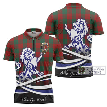 Erskine Tartan Zipper Polo Shirt with Alba Gu Brath Regal Lion Emblem