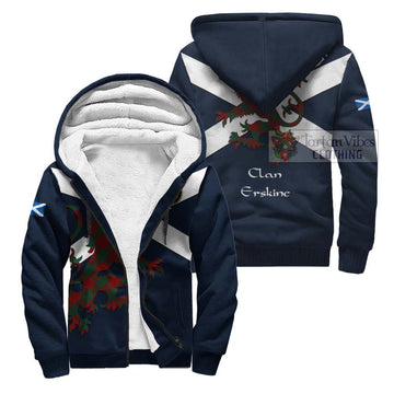 Erskine Tartan Lion Rampant Sherpa Hoodie  Proudly Display Your Heritage with Alba Gu Brath and Clan Name