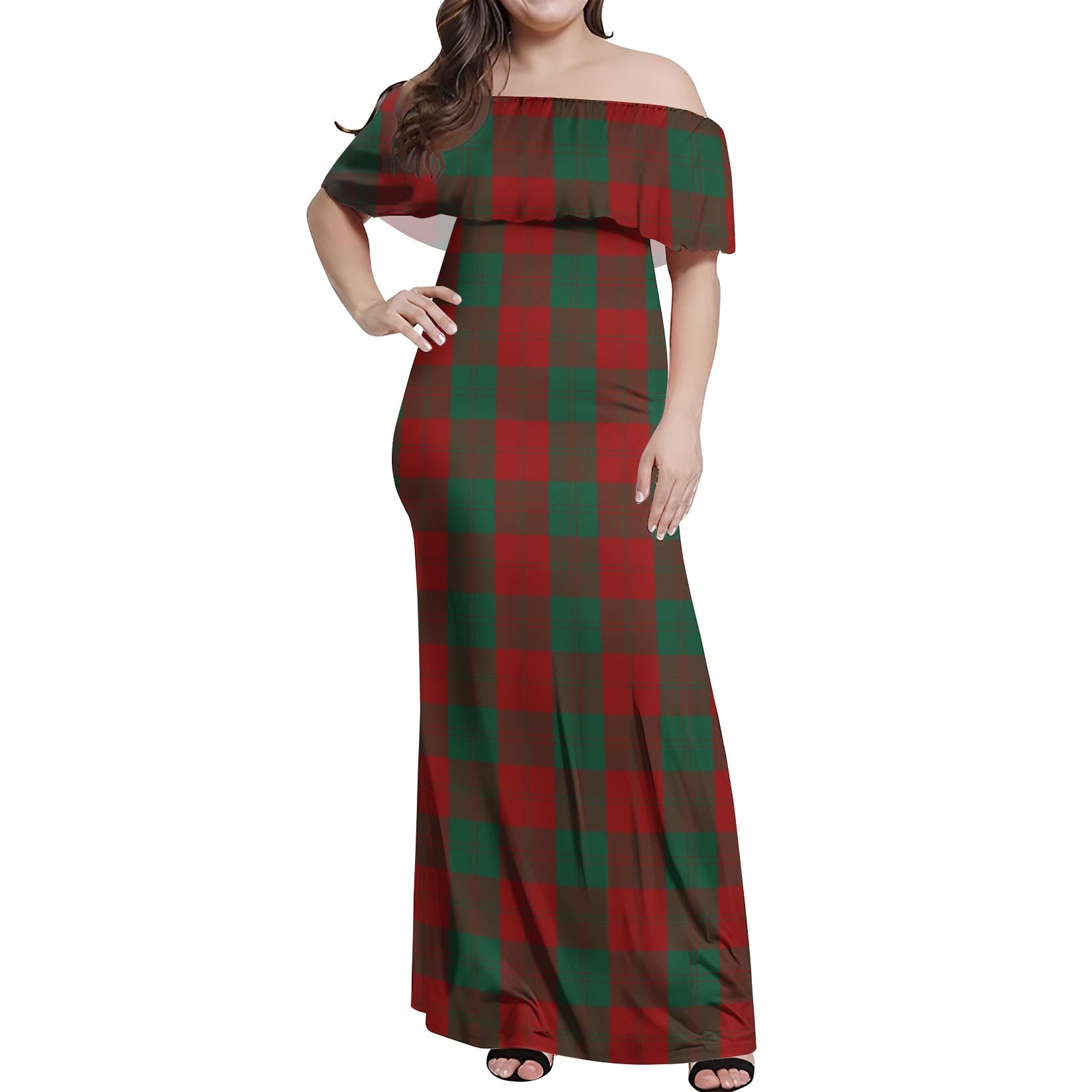 Erskine Tartan Off Shoulder Long Dress Women's Dress - Tartanvibesclothing