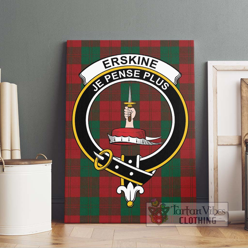 Erskine Tartan Canvas Print Wall Art with Family Crest Without Frame - Tartan Vibes Clothing