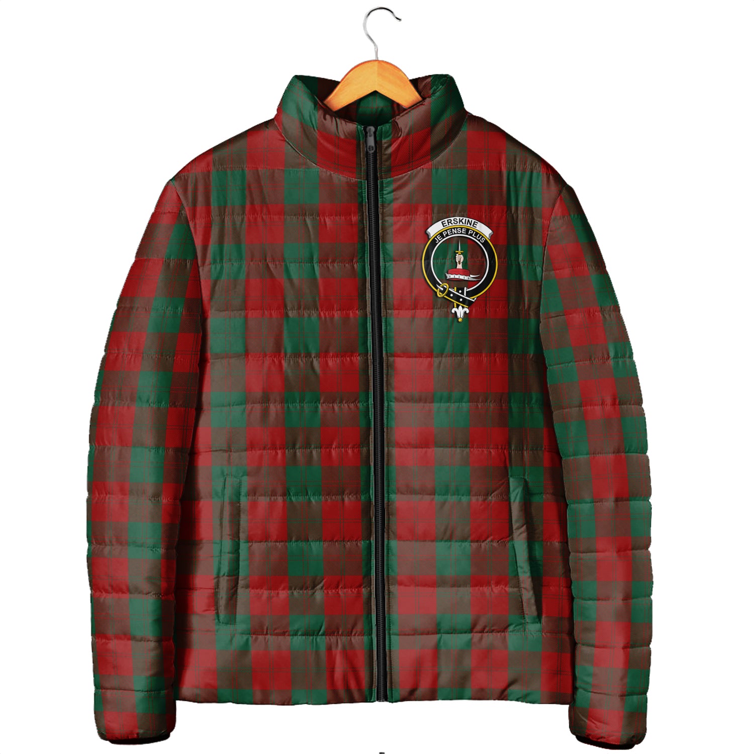 Erskine Tartan Padded Jacket with Family Crest Men's Padded Jacket - Tartan Vibes Clothing