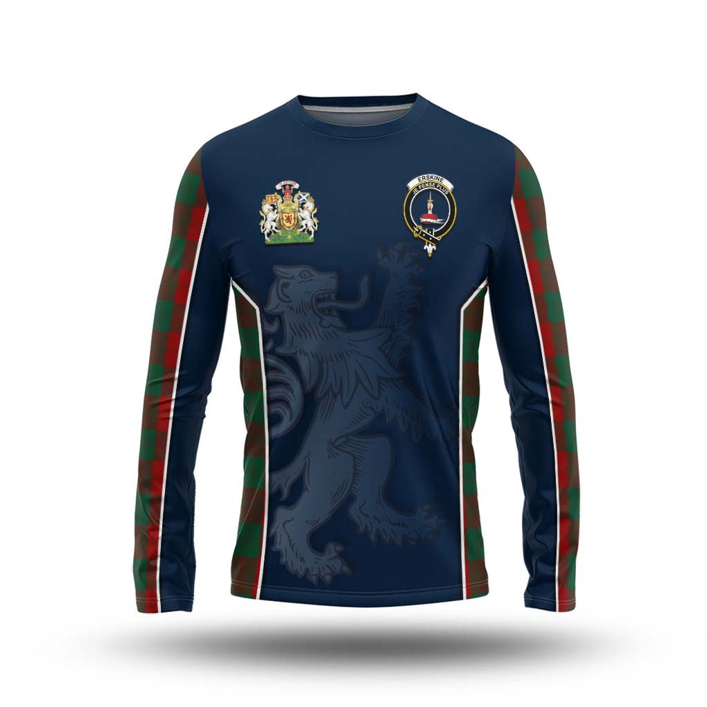 Erskine Tartan Long Sleeve T-Shirt with Family Crest and Lion Rampant Vibes Sport Style Unisex - Tartan Vibes Clothing