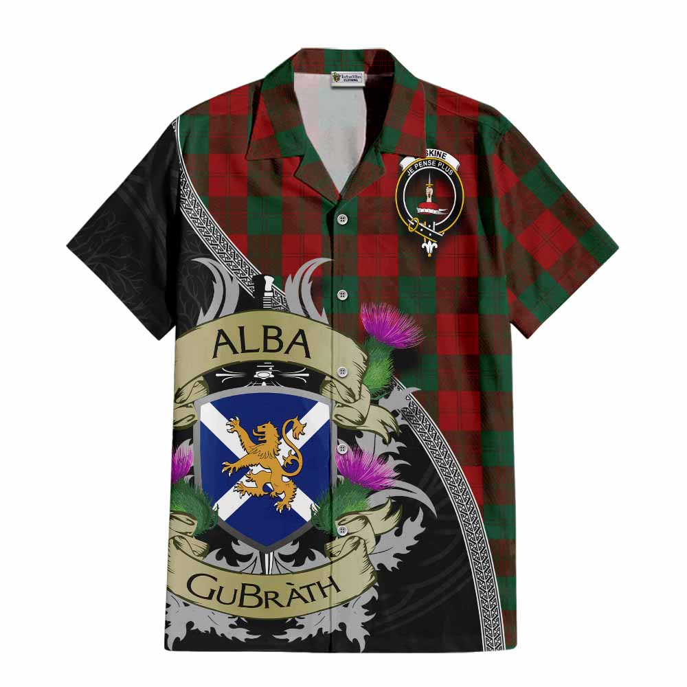 Erskine Tartan Family Crest Hawaiian Shirt Lion Rampant Royal Thistle Shield Celtic Inspired Kid - Tartan Vibes Clothing