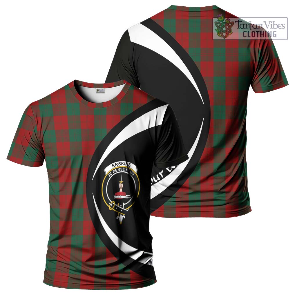 Tartan Vibes Clothing Erskine Tartan T-Shirt with Family Crest Circle Style