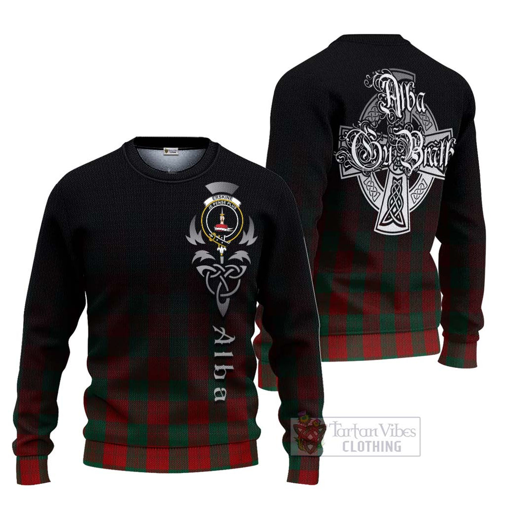 Tartan Vibes Clothing Erskine Tartan Knitted Sweater Featuring Alba Gu Brath Family Crest Celtic Inspired