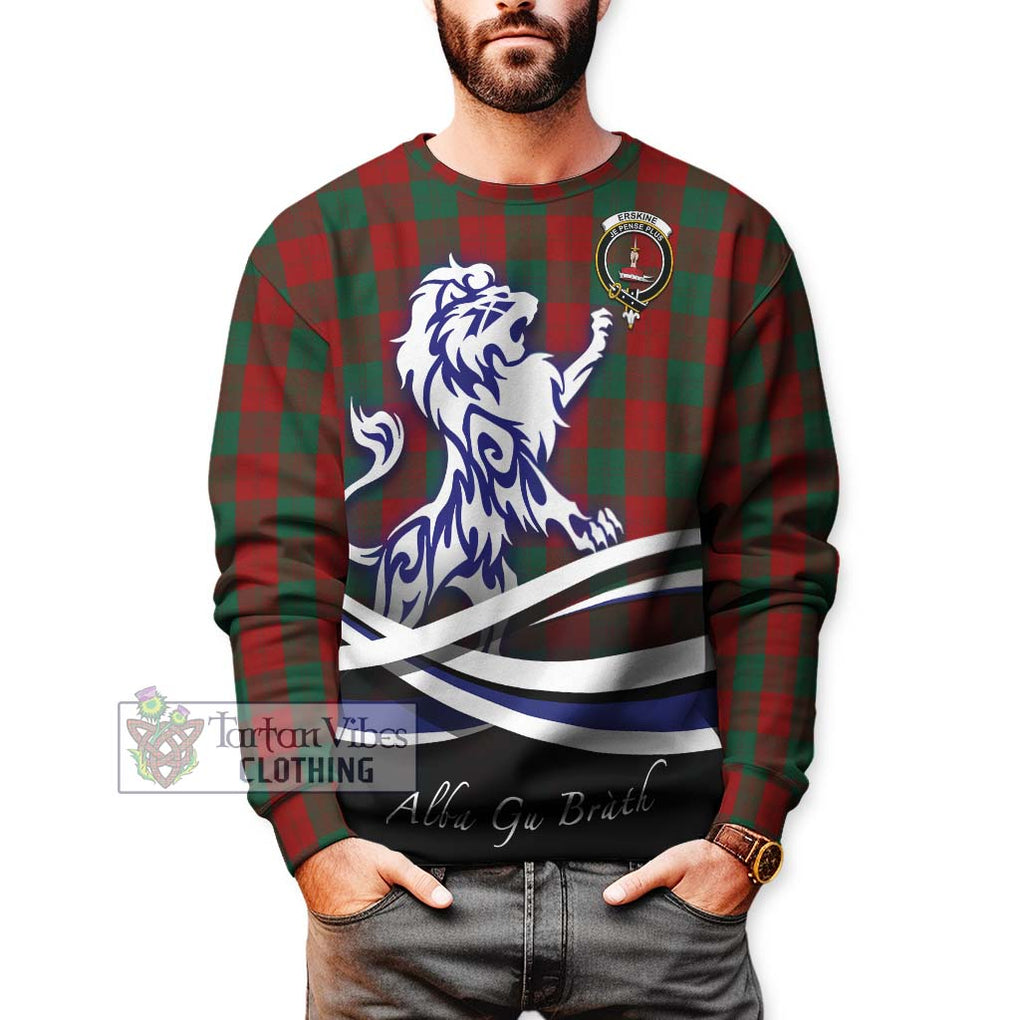 Erskine Tartan Sweatshirt with Alba Gu Brath Regal Lion Emblem Unisex - Tartanvibesclothing Shop