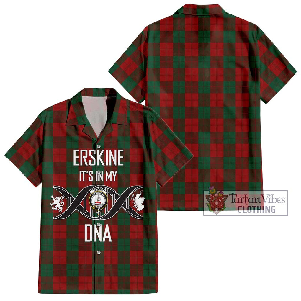 Erskine Tartan Short Sleeve Button Shirt with Family Crest DNA In Me Style Kid - Tartanvibesclothing Shop