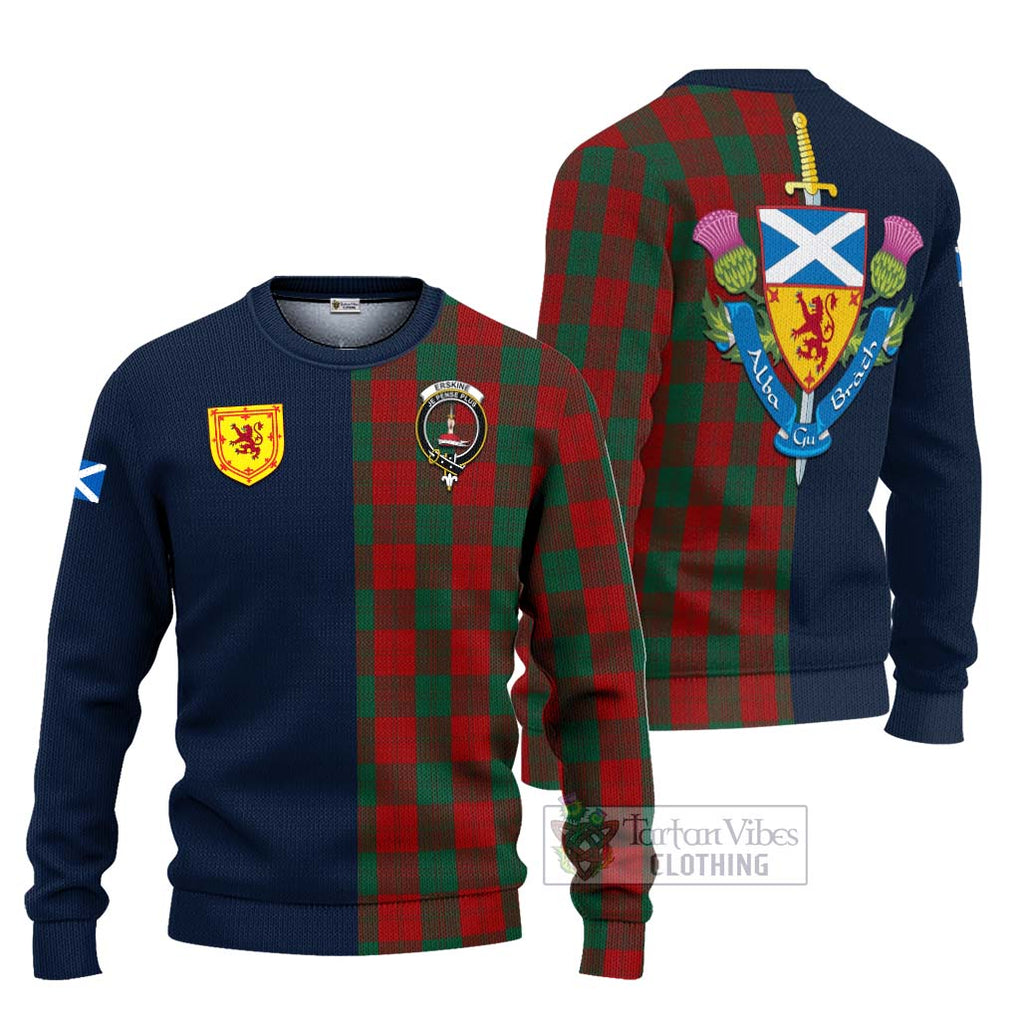 Tartan Vibes Clothing Erskine Tartan Knitted Sweater with Scottish Lion Royal Arm Half Style