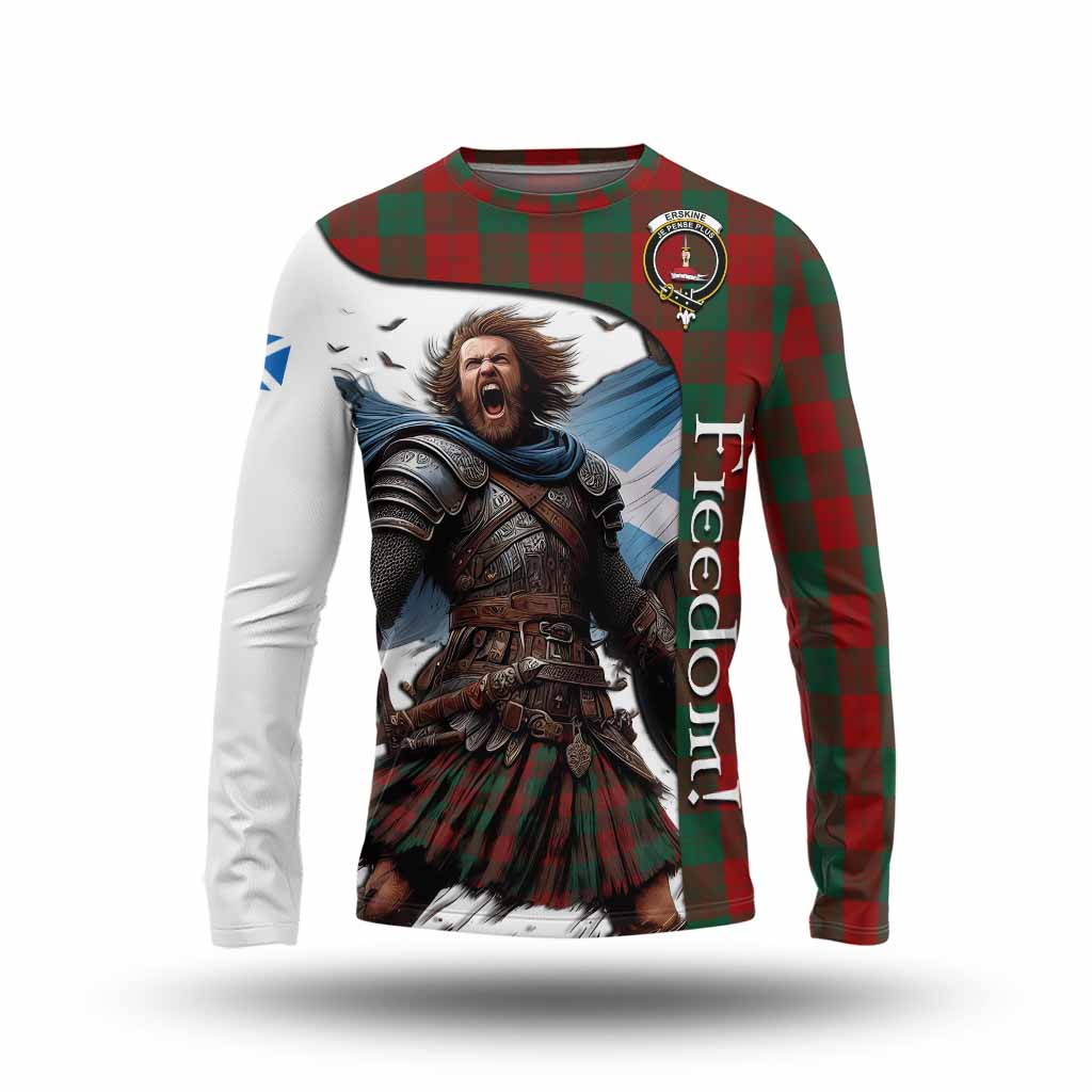 Tartan Vibes Clothing Erskine Crest Tartan Long Sleeve T-Shirt Inspired by the Freedom of Scottish Warrior