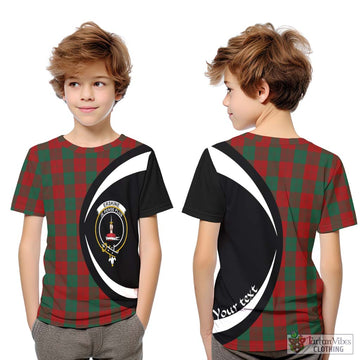 Erskine Tartan Kid T-Shirt with Family Crest Circle Style