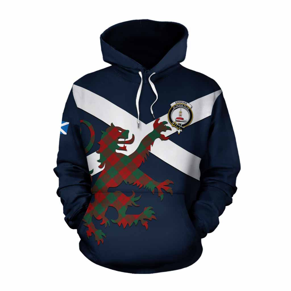 Tartan Vibes Clothing Erskine Tartan Lion Rampant Cotton Hoodie Proudly Display Your Heritage with Alba Gu Brath and Clan Name