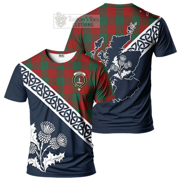 Erskine Tartan T-Shirt Featuring Thistle and Scotland Map