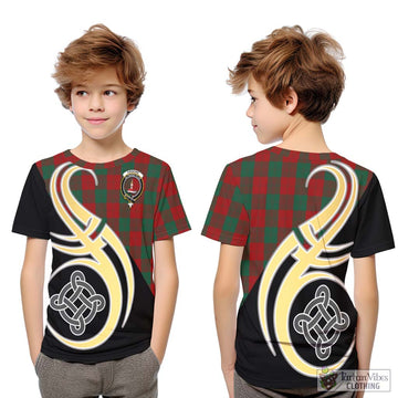 Erskine Tartan Kid T-Shirt with Family Crest and Celtic Symbol Style