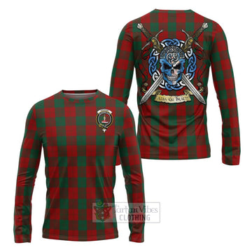 Erskine Tartan Long Sleeve T-Shirt with Family Crest Celtic Skull Style