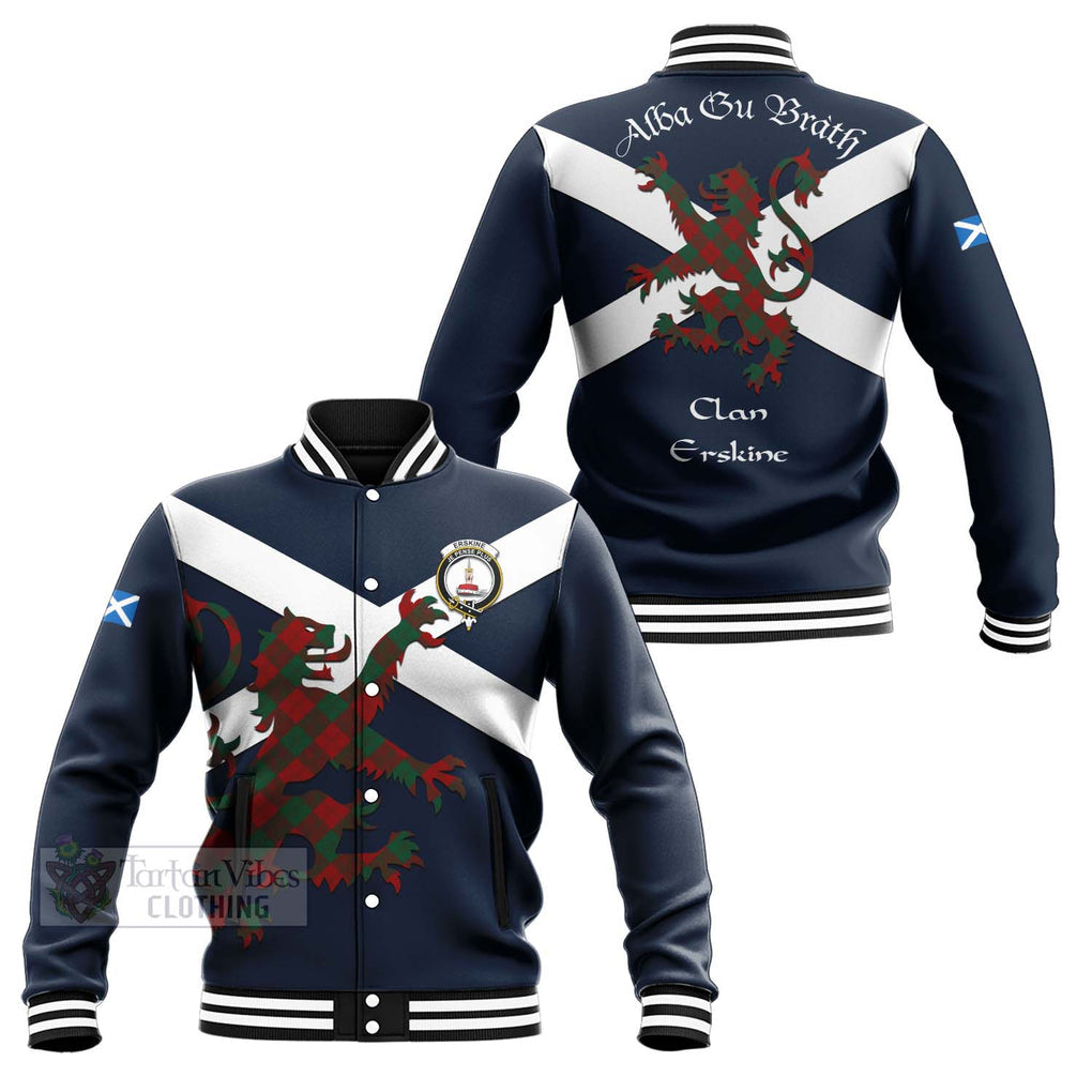 Tartan Vibes Clothing Erskine Tartan Lion Rampant Baseball Jacket – Proudly Display Your Heritage with Alba Gu Brath and Clan Name